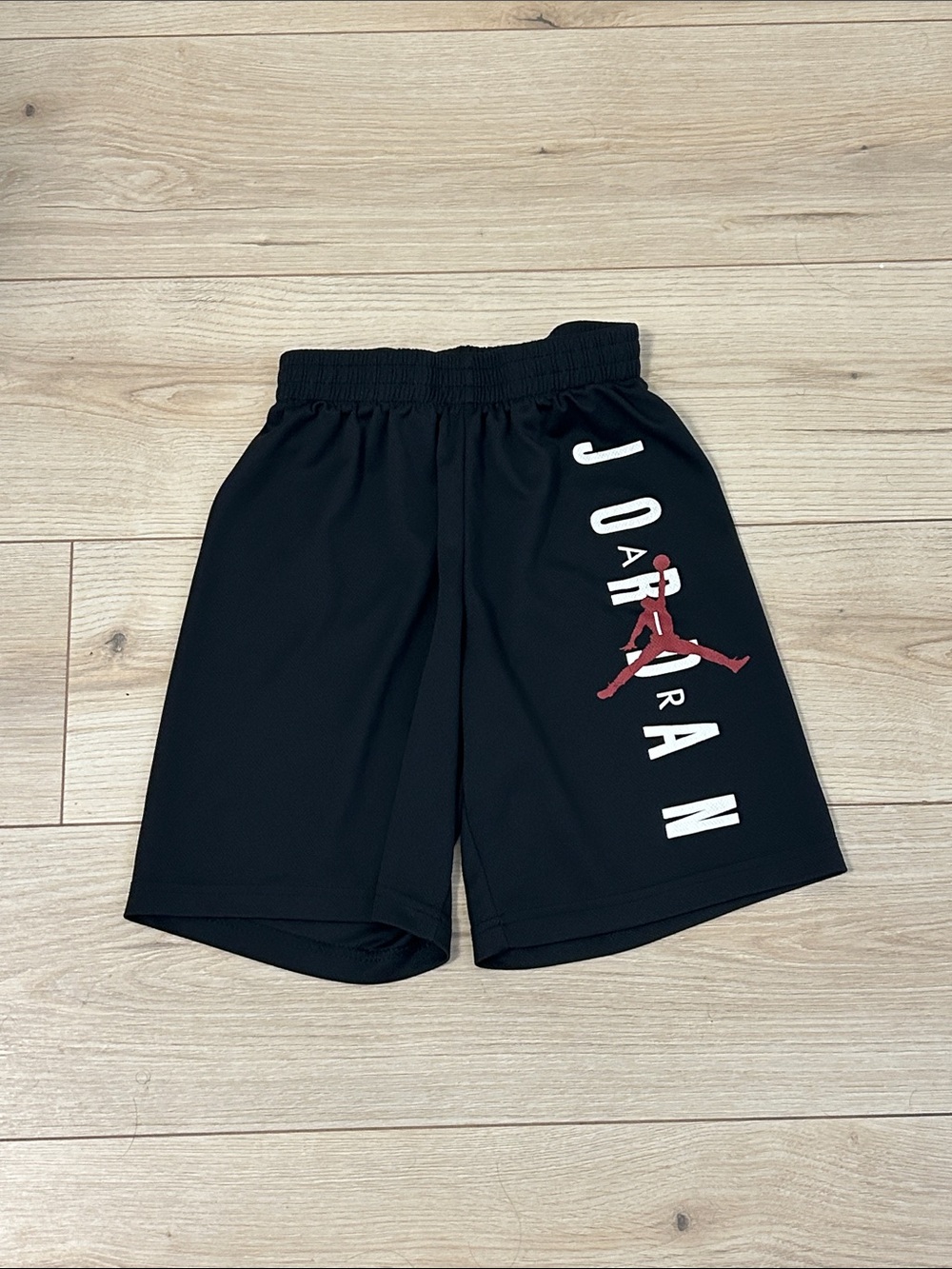 Jordan Black Shorts with Red Jumpman and White Script